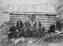 Appointed governor of the mainland colony of British Columbia in 1864, Frederick Seymour was named governor of the merged colonies of British Columbia and Vancouver Island in 1866. He was photographed visiting the Heron mining claim in the Cariboo near Barkerville the following year. Seymour is at far right. Image F-08565 courtesy of the Royal BC Museum.