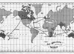 The route of the All Red Line telegraphic cable system as completed. Image courtesy of Wikimedia Commons.