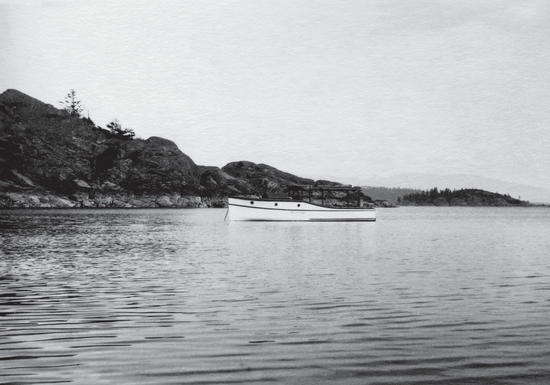 Capi's boat sitting empty in a bay
