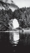 A waterfall across a lake
