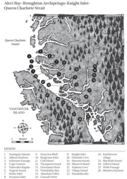 A map of Alert Bay, including Broughton Archipelago, Knight Inlet, and Queen Charlotte Strait