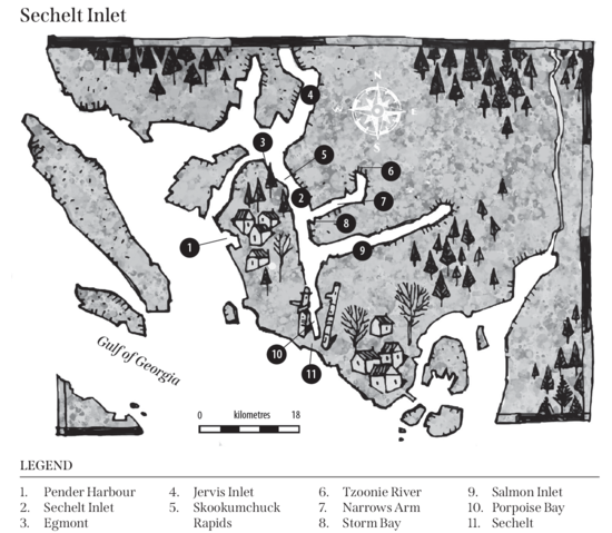 A map of Sechelt Inlet