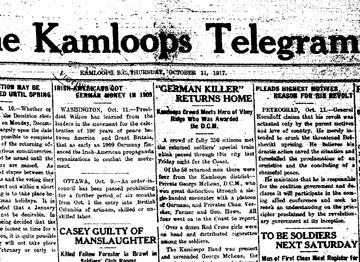 Front page of Kamloops Telegram, Oct.11, 1917.