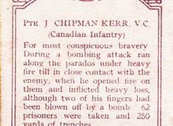 Chip Kerr cigarette card flip side