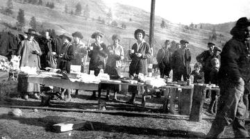 Lunchtime for the Kettle Valley cenotaph crew.