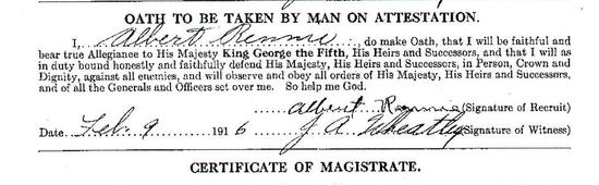 Albert Rennie's Oath