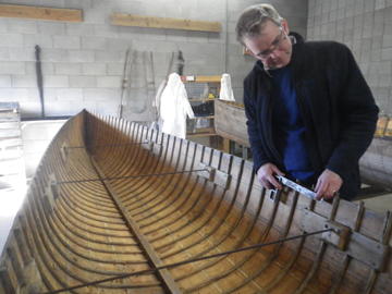 Peter Ord with war canoe