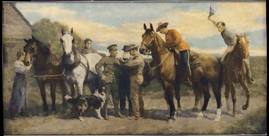 Painting of returning soldiers