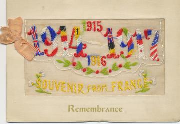 Embroidered postcard
