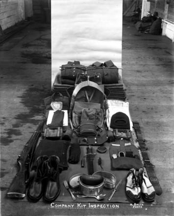A standard kit for a British Columbia soldier.