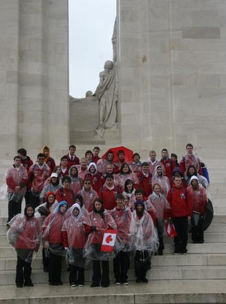 Students from Charles Hays Secondary from Prince Rupert at the Vimy Monument