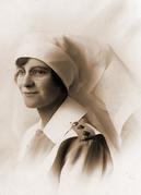 Nursing Sister Annie Tucker, wearing one of the elaborate nurse’s coifs