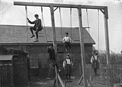 Children playing on swings in New Westminster,1902. Vancouver Public Library Special Collections 2287